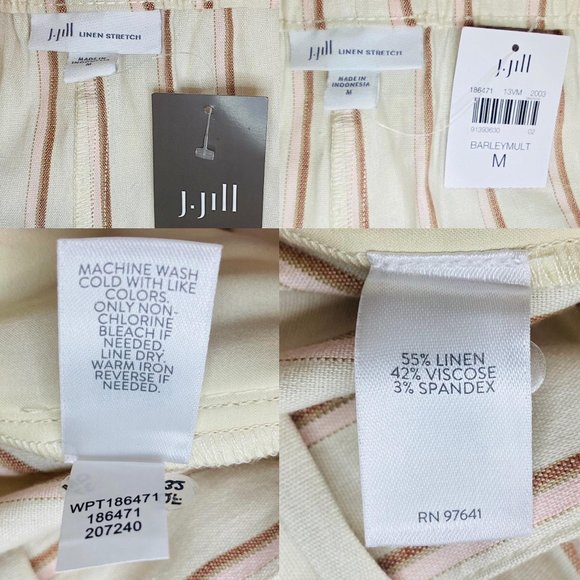 NWT J. jill Linen Stretch Wide Leg Pants Culottes in Barleymult Color Linen Sz M - Picture 8 of 15